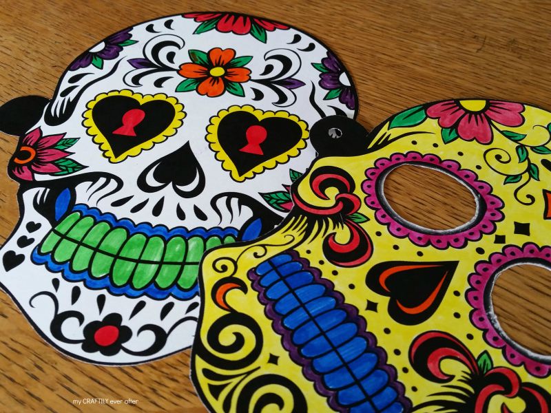Halloween printable sugar skull masks