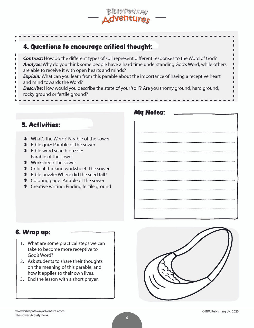 Bible parable the sower workbook