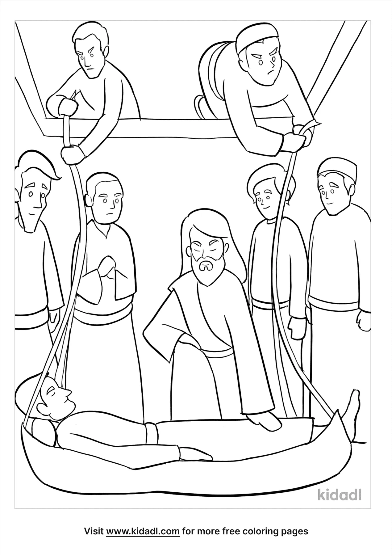 Free paralyzed man lowered through roof coloring page coloring page printables