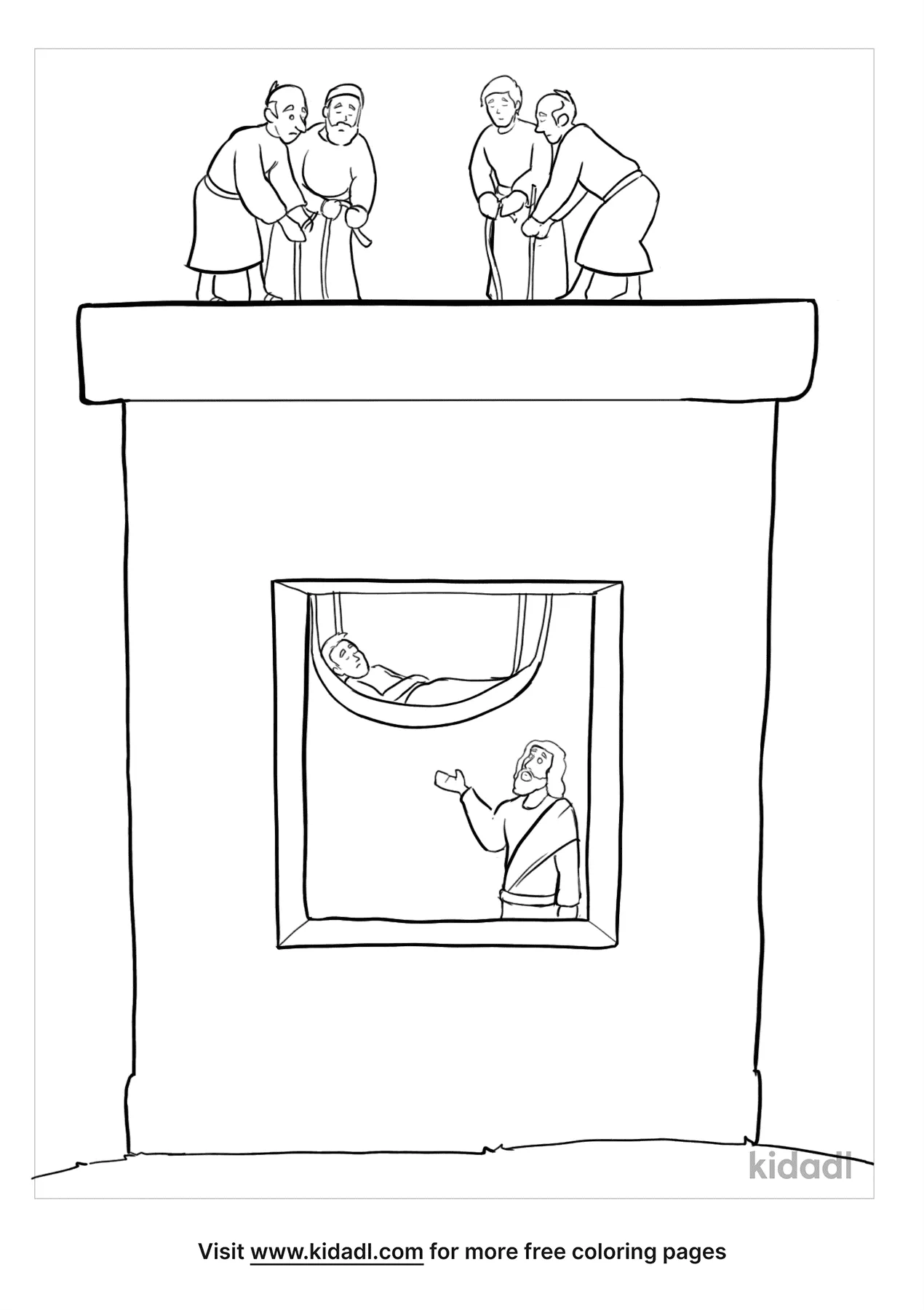 Free paralyzed man lowered through roof coloring page coloring page printables