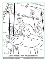 Jesus healed a man that couldnt walk coloring page on sunday school zone
