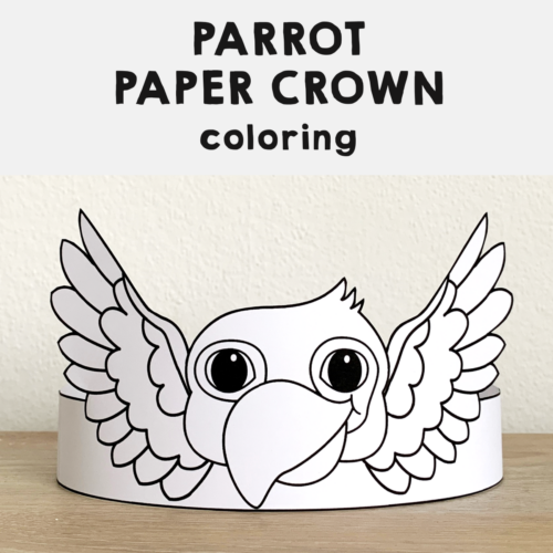 Parrot bird paper crown printable coloring pets animal craft activity made by teachers