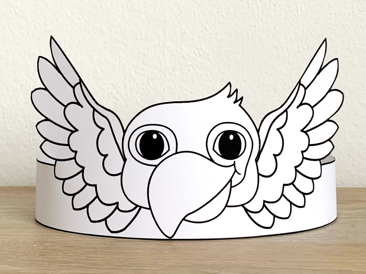 Parrot bird paper crown printable coloring pets animal craft activity made by teachers