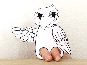 Parrot finger puppet printable coloring