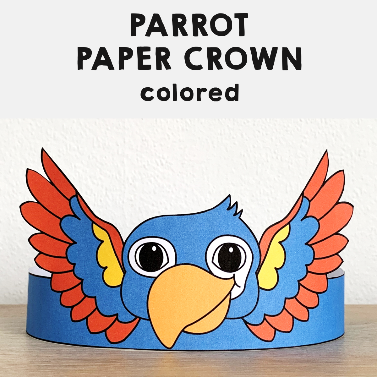 Parrot bird paper crown printable costume pets animal craft activity made by teachers