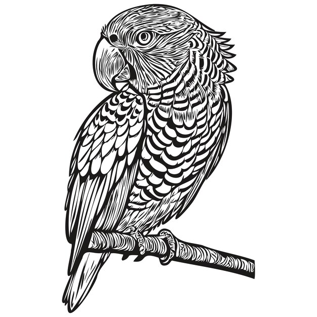 Premium vector vintage engrave isolated parrot illustration cut ink sketch parrots