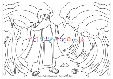 Moses parting the red sea louring page
