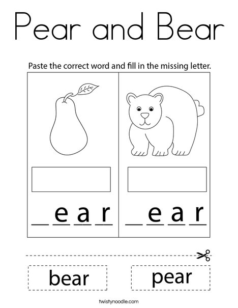 Pear and bear coloring page