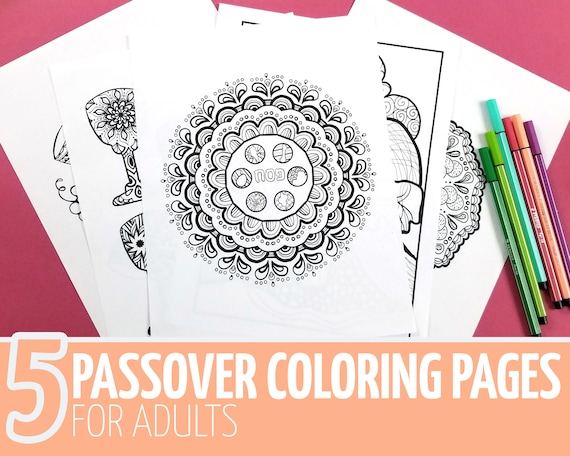 Passover coloring pages for adults printable pesach jewish holiday crafts for teens and grown