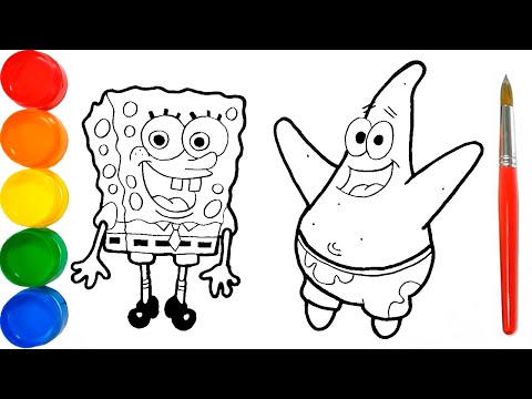 O dibujar y colorear a bob esponja y a su amigo patricio