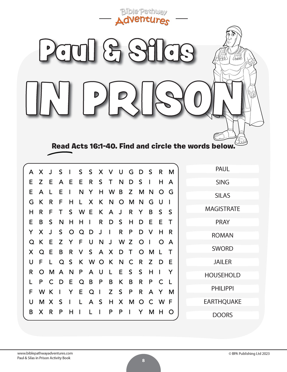 Miracles of the bible paul silas in prison workbook