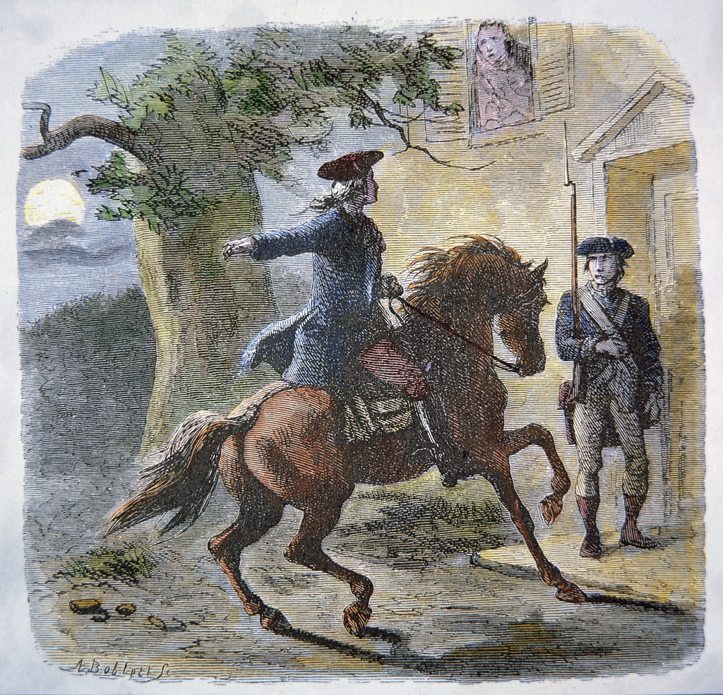 Paul reveres famo ride on the night of april colour litho