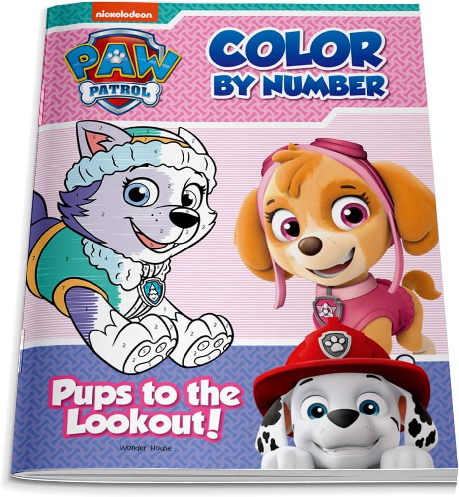 Pups to the lookout paw patrol color by number activity book wonder house books books