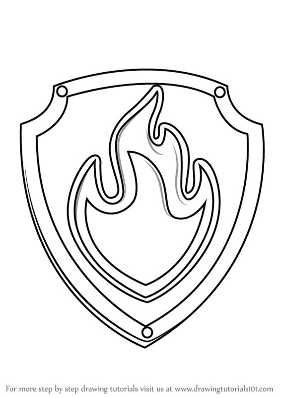 Learn how to draw marshall badge from paw patrol paw patrol step by step drawing tutorials paw patrol badge paw patrol coloring pages paw patrol stickers