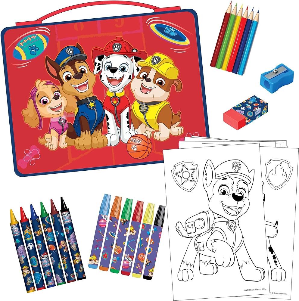 Paw patrol art activity drawing and colouring set with crayons markers colour pencils and colouring sheets toys games