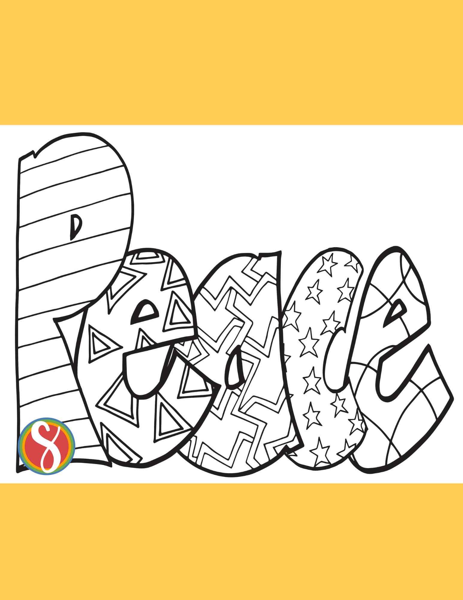 Free peace coloring page â stevie doodles