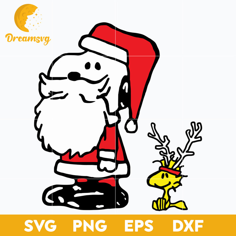 Peanuts snoopy and woodstock santa antlers svg christmas svg png dxf eps digital file