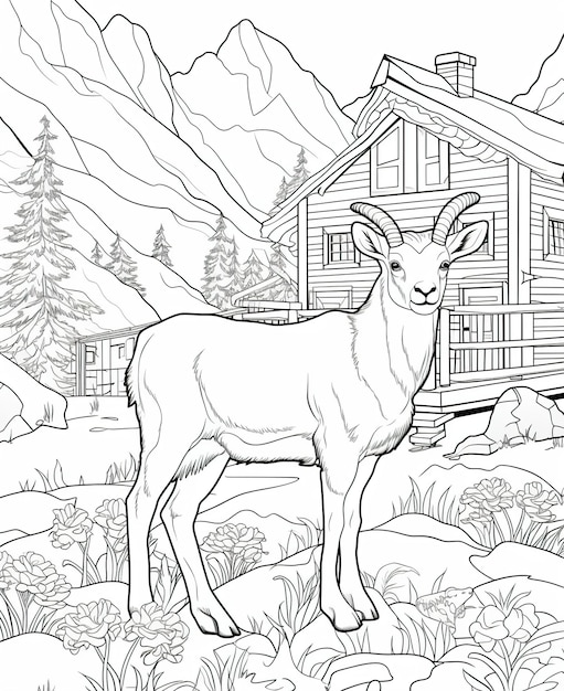 Pagina da colorare per la localã di villeggiatura delle pecore bighorn per bambini foto premium