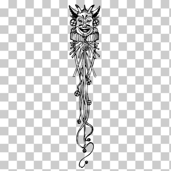 Free svg vector clip art of devilish jesters sceptre