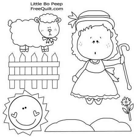 Little bo peep clip art in black and white line art