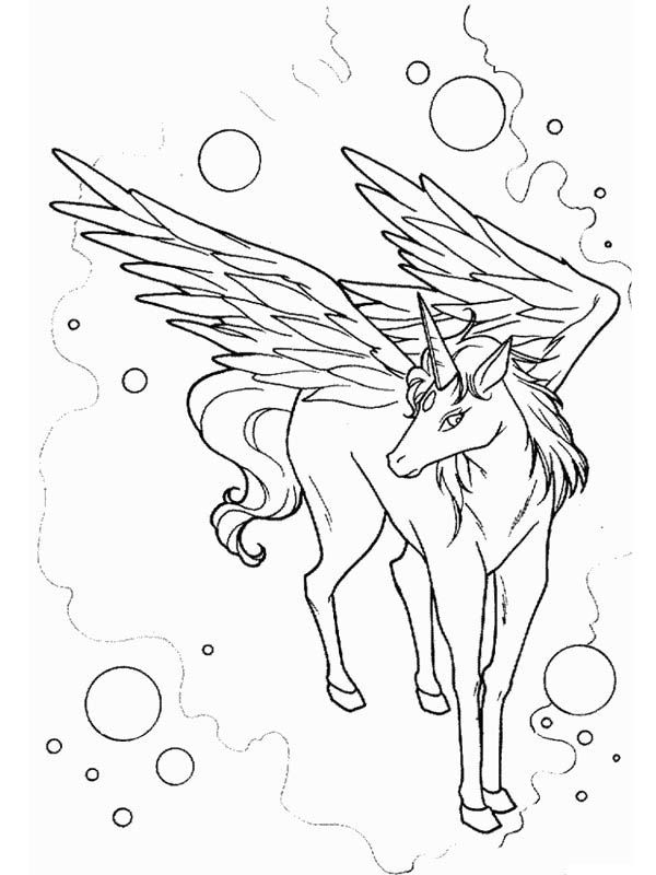 Awesome drawing of pegasus coloring page