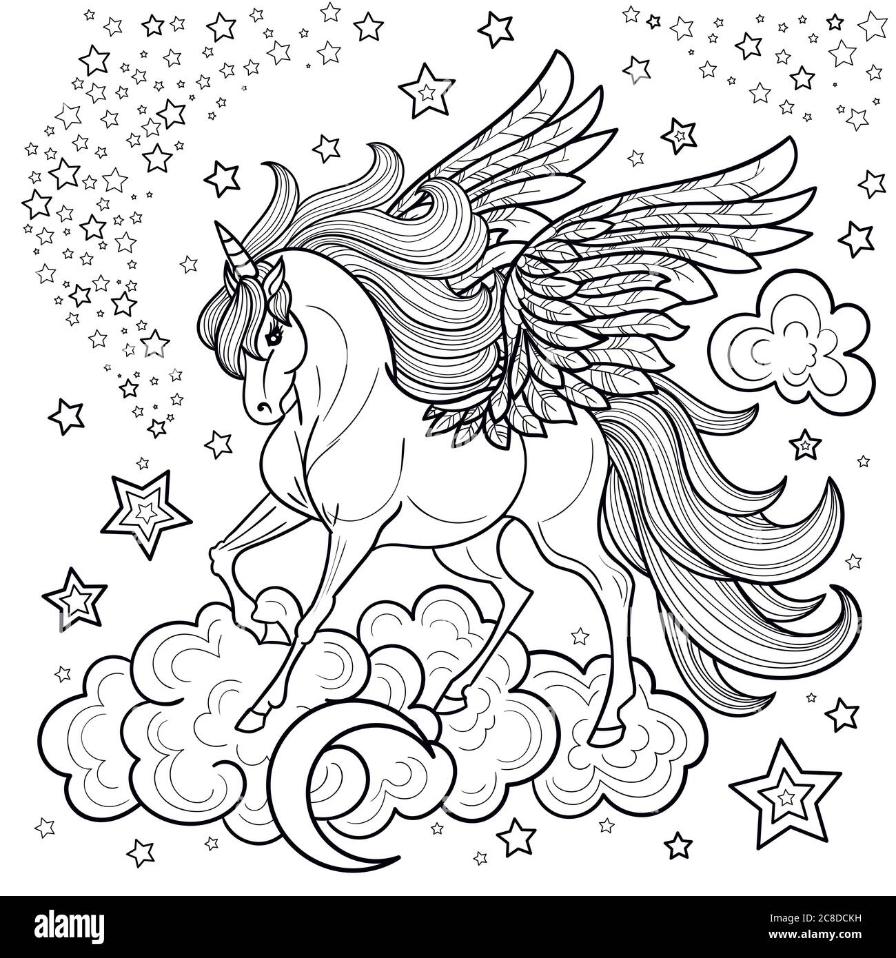 Coloring page unicorn hi