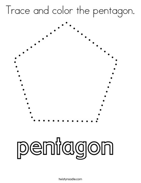 Trace and color the pentagon coloring page