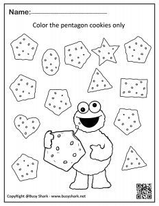 Cookie monster basic shapes free preschool coloring pages