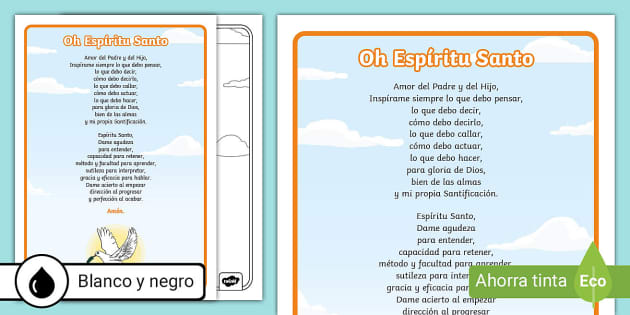 Oraciãn al espãritu santo corta educaciãn religiosa