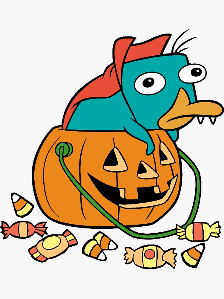 Perry the platypus halloween sticker for sale by vordeman