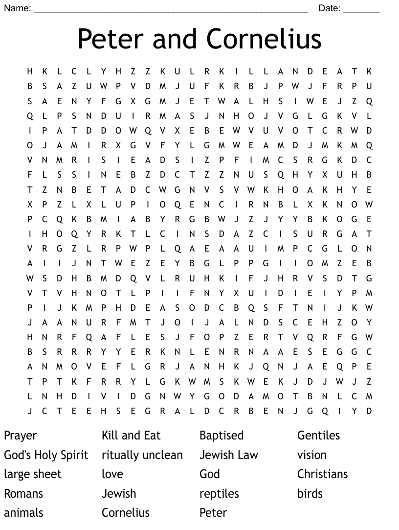 Peter and cornelius word search