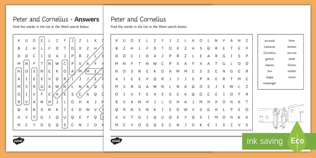 Peter and rnelius word search