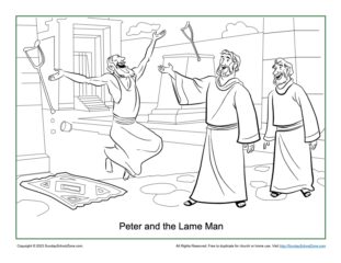 Peter and the lame man coloring page on sunday school zone