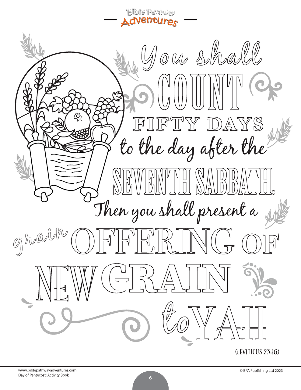 Feast of shavuot pentecost activity book