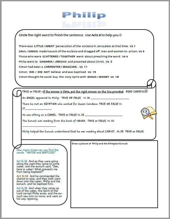 Philip and the ethiopian eunuch cssa junior stage lesson â magnify him together