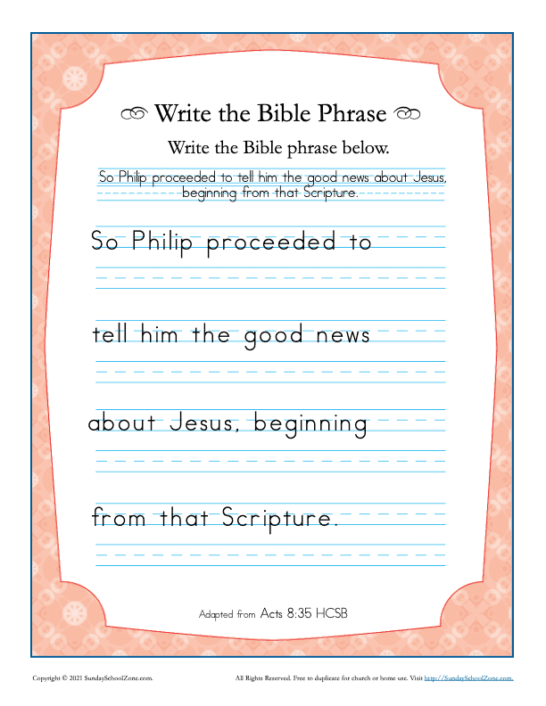 Philip and the ethiopian bible activities on sunday school zone