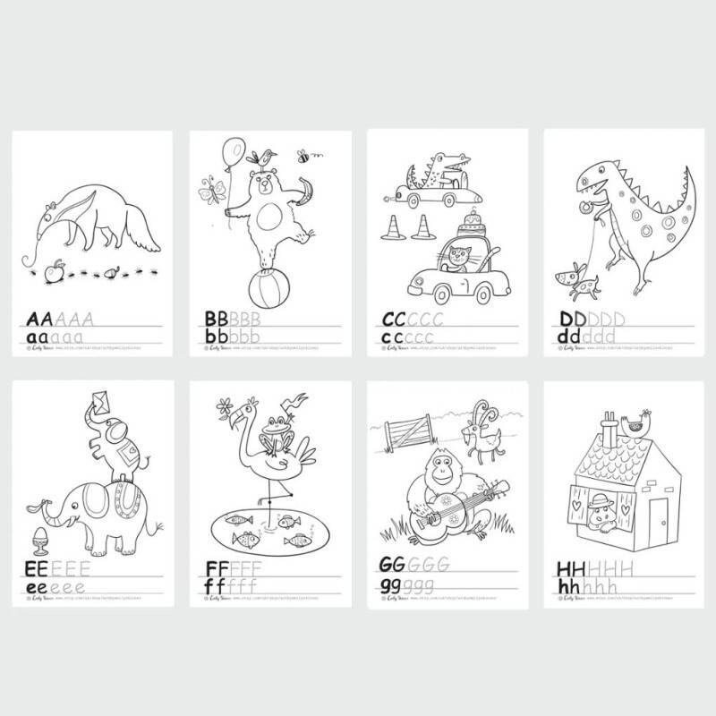 Alphabet colouring pages digital download tracing letter worksheets phonics educational printables teaching aids