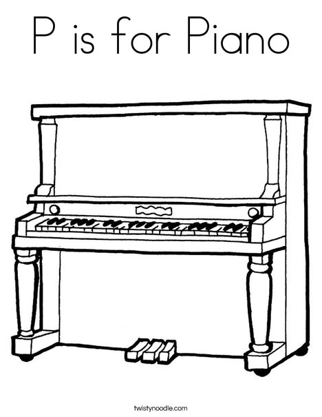 P is for piano coloring page