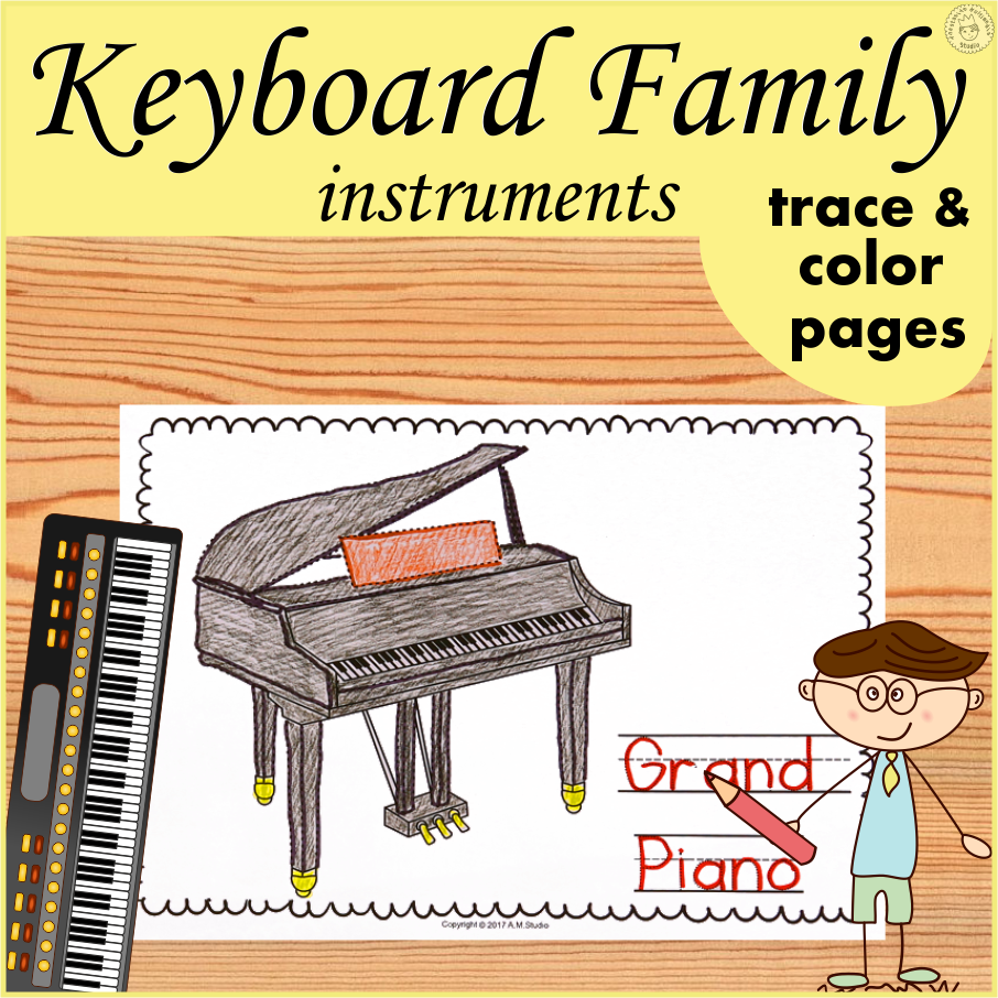 Keyboard musical instrument trace and color pages