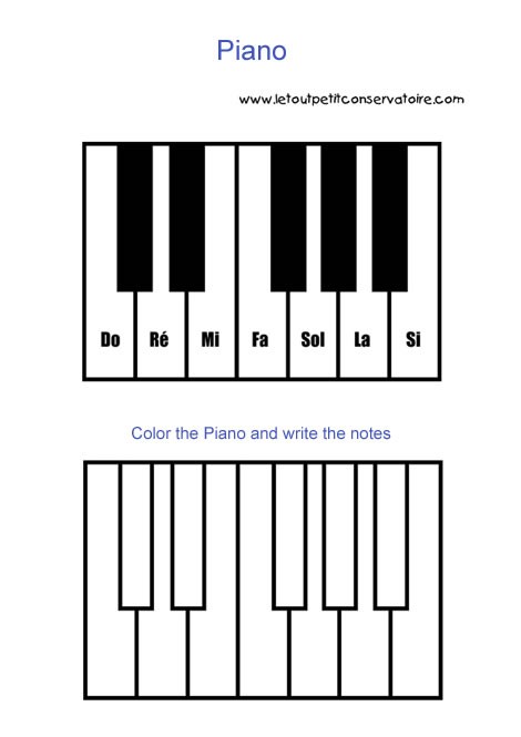 Piano notes coloring pages