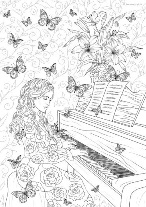 Pianist printable adult coloring page from favoreads coloring book pages for adults and kids coloring sheets coloring designs