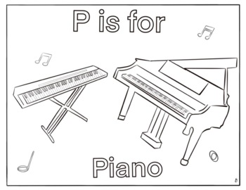 P coloring sheet music piano by talento tpt