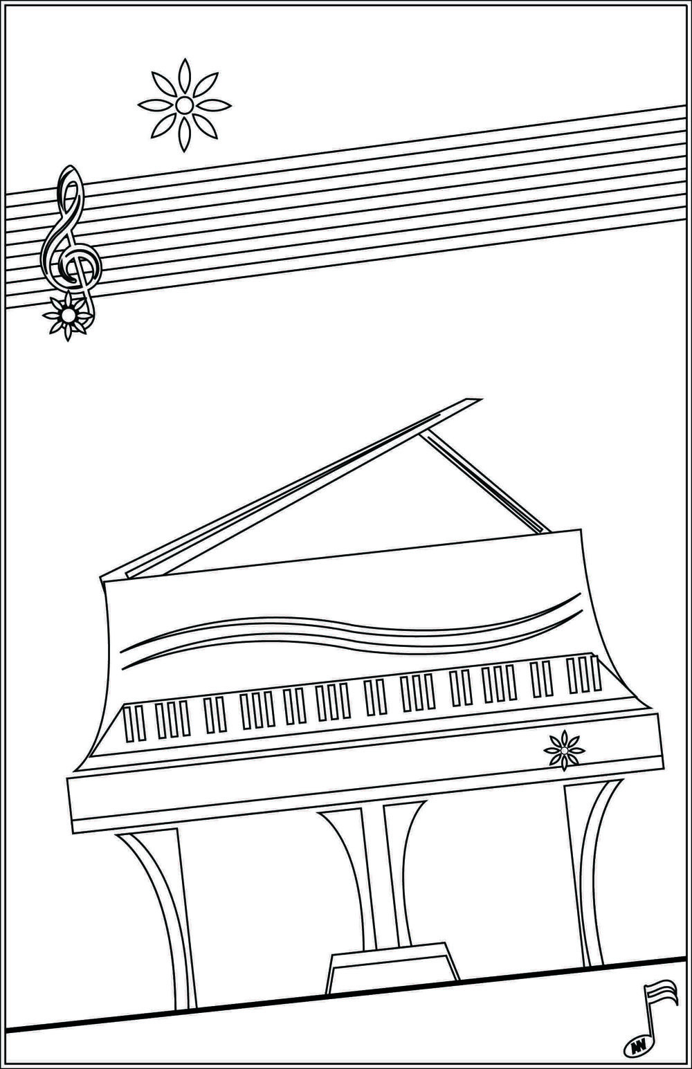 Contemporary springtime piano coloring page â leila viss pk