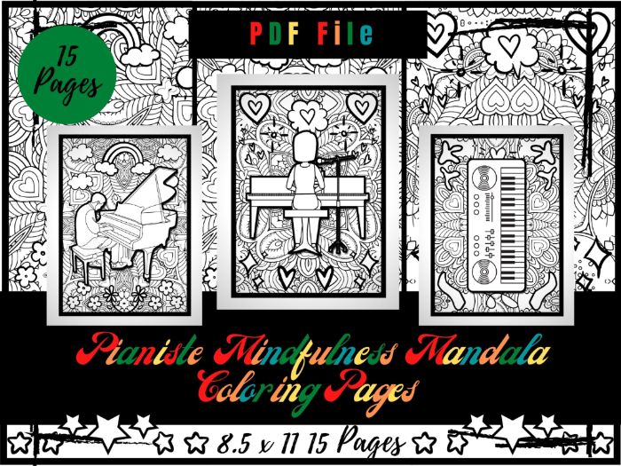 Pianiste mindfulness mandala colouring pages piano printable colouring sheets pdf teaching resources