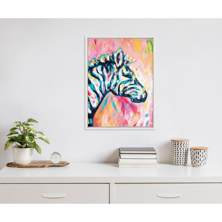 Beachcrest home shalyce piata the zebra framed on canvas by rachel christopoulos print