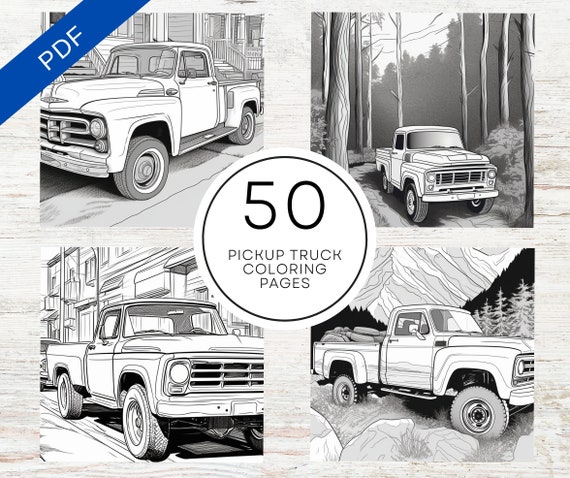 Kdp interior pickup truck coloring pages x printable pdf canva template kids coloring kdp coloring book