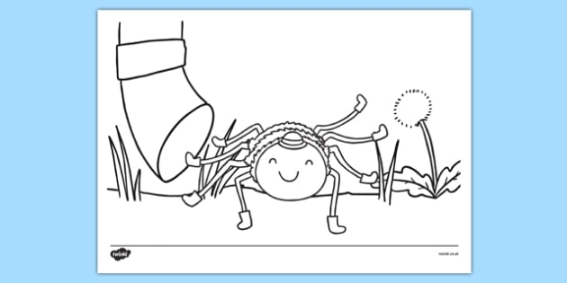 The itsy bitsy spider rhyme coloring page worksheets