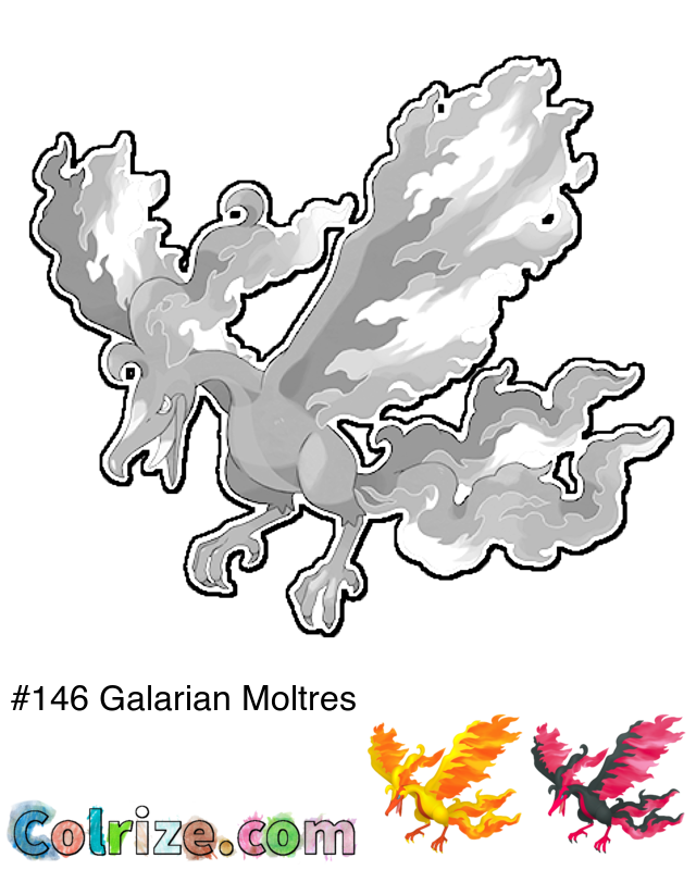 Galarian moltres coloring page