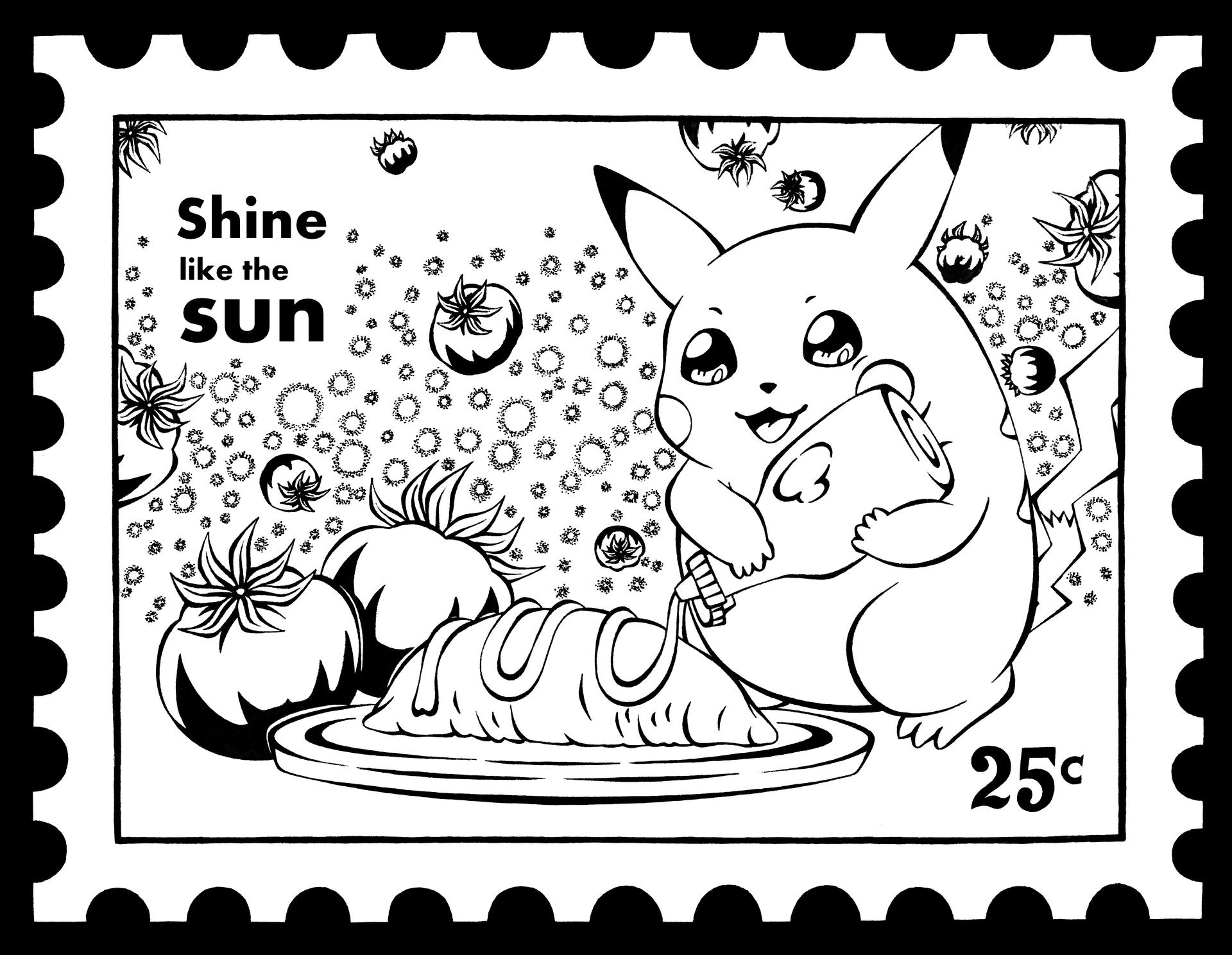 Pikachu ketchup coloring page by shine