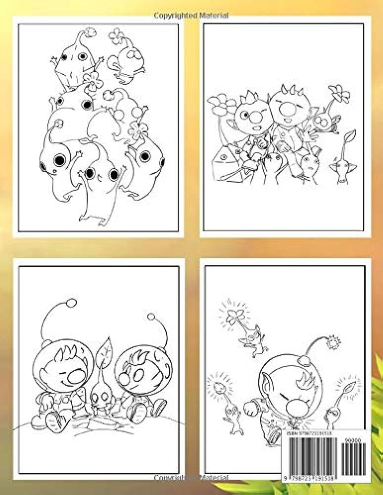 Pikmin coloring book a high quality coloring book for relaxation and stress relief with a lot of images of pikmin by